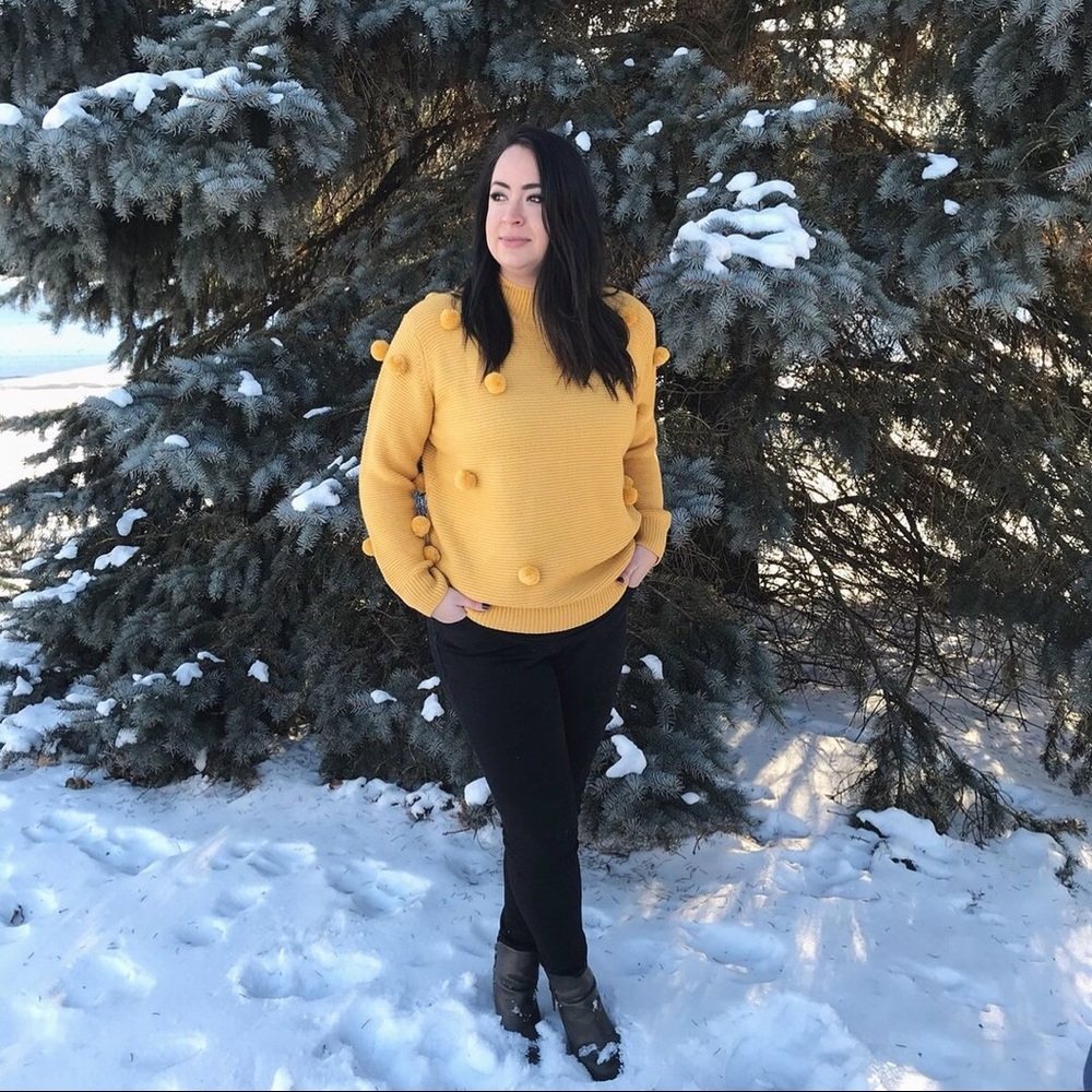 Mustard Pom Sweater